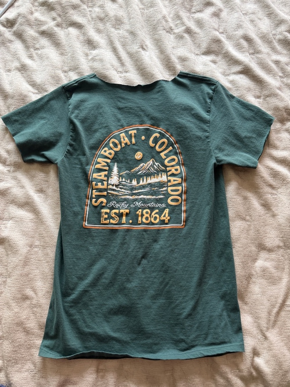 Green Graphic Tee - Steamboat Colorado XS